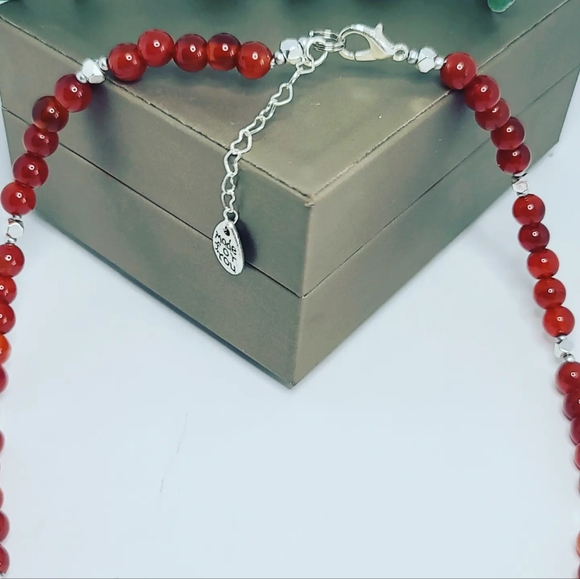 Red agate, Hematite necklace 6 mm - Picture 4 of 4